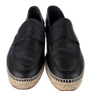 Hermes Black Leather Slip-On Loafers